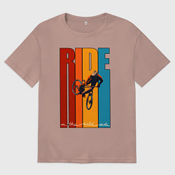 Футболка оверсайз мужская MTB - ride, цвет: пыльно-розовый