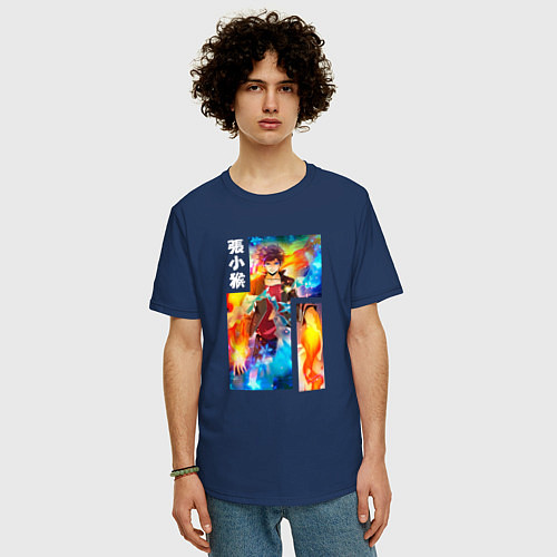 Мужская футболка оверсайз Маг на полную ставку / Тёмно-синий – фото 3