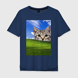 Мужская футболка оверсайз Кот и безмятежность в Windows XP