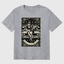 Футболка оверсайз мужская Muscle cars garage, цвет: меланж