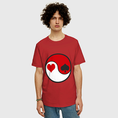 Мужская футболка оверсайз Любовь и вожделение / Красный – фото 3