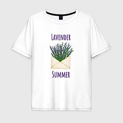 Мужская футболка оверсайз Lavender Summer - букет лаванды в конверте