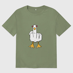 Футболка оверсайз мужская Неприличный гусь-рука, цвет: авокадо