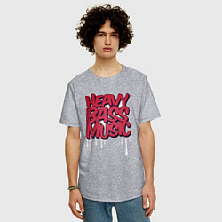 Футболка оверсайз мужская Heavy bass music, цвет: меланж — фото 2