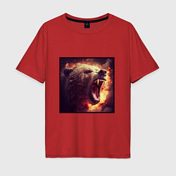 Футболка оверсайз мужская Огненный медведь, цвет: красный