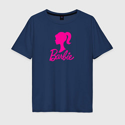 Футболка оверсайз мужская Розовый логотип Барби, цвет: тёмно-синий