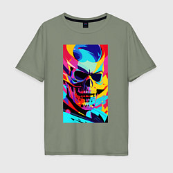 Футболка оверсайз мужская Cool skull - pop art, цвет: авокадо