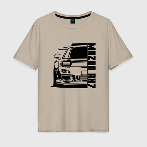 Мужская футболка оверсайз Mazda RX7 / Миндальный – фото 1