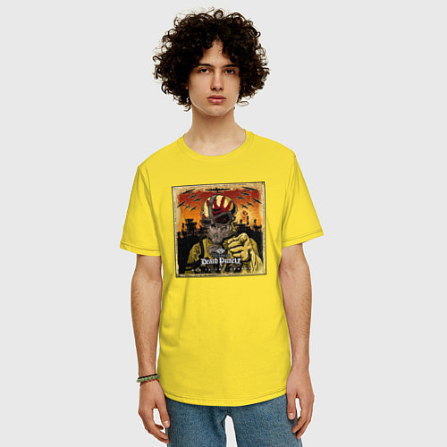 Мужская футболка оверсайз Обложка альбома War Is the Answer группы Five Fing / Желтый – фото 3