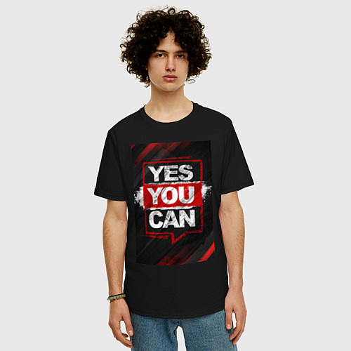 Мужская футболка оверсайз Yes, you can / Черный – фото 3