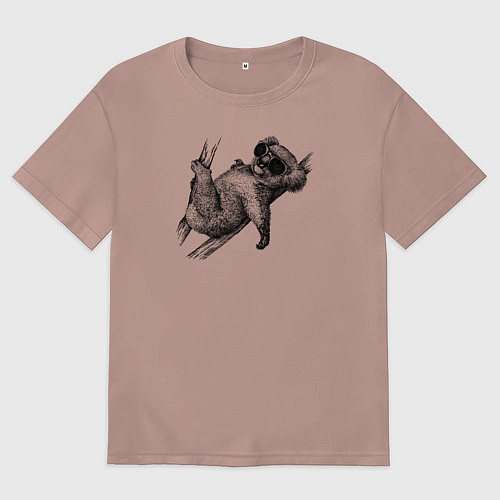 Мужская футболка оверсайз Коала отдыхает / Пыльно-розовый – фото 1