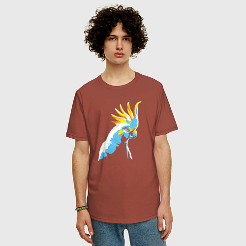 Мужская футболка оверсайз Попугай WPAP / Кирпичный – фото 3