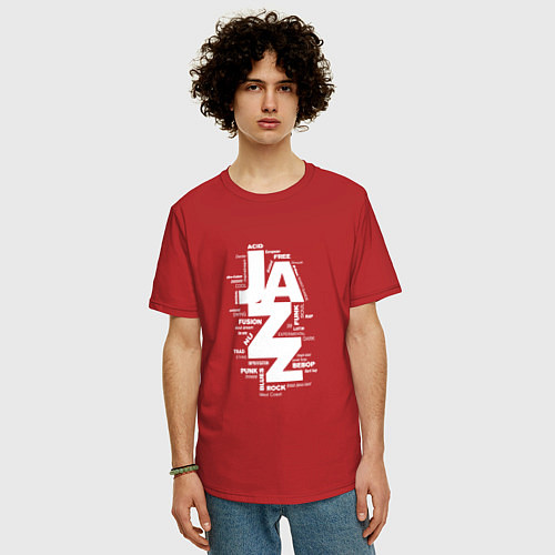 Мужская футболка оверсайз Jazz Styles BW1 / Красный – фото 3
