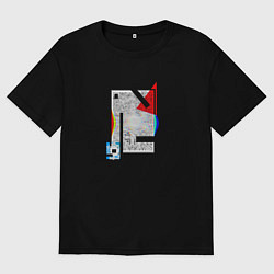 Футболка оверсайз мужская Геометрическая абстракция треугольник, квадрат, цвет: черный
