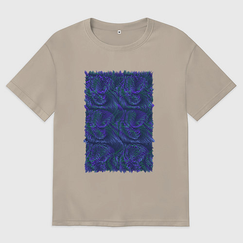 Мужская футболка оверсайз Абстракция синий бит / Миндальный – фото 1