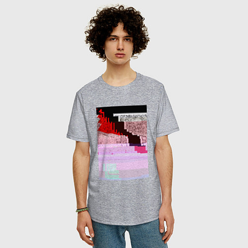 Мужская футболка оверсайз Abstract glitch / Меланж – фото 3