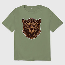 Футболка оверсайз мужская Медведь гризли, цвет: авокадо