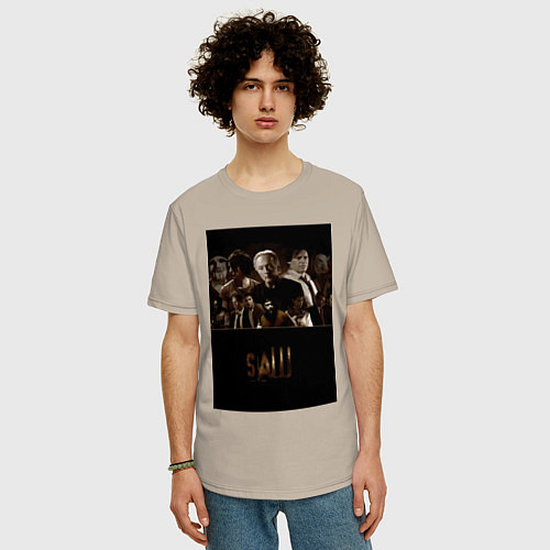 Мужская футболка оверсайз Пила все вместе / Миндальный – фото 3