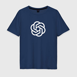 Футболка оверсайз мужская Логотип Chat GPT, цвет: тёмно-синий