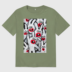 Футболка оверсайз мужская Веселые зайцы, цвет: авокадо