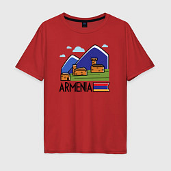 Футболка оверсайз мужская Горная Армения, цвет: красный