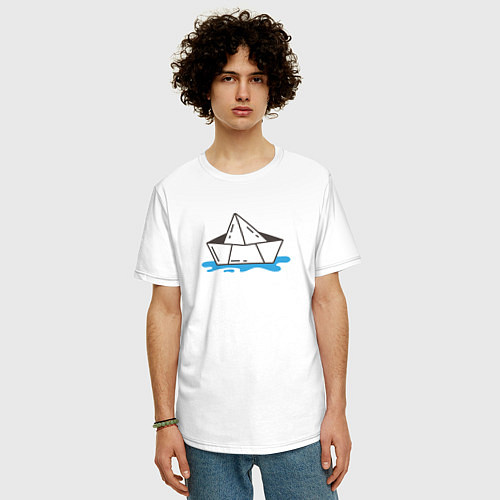 Мужская футболка оверсайз Бумажный кораблик / Белый – фото 3