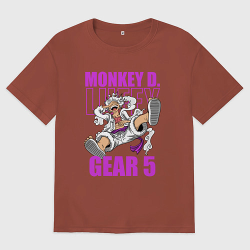 Мужская футболка оверсайз Луффи - гир 5 / Кирпичный – фото 1