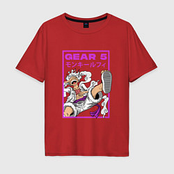 Мужская футболка оверсайз One piece - gear 5 белый