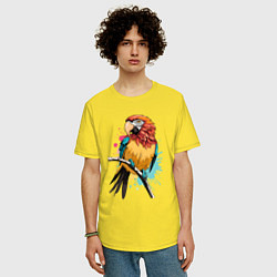 Футболка оверсайз мужская Акварельный попугай, цвет: желтый — фото 2