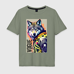 Мужская футболка оверсайз Wolf fashionista - pop art