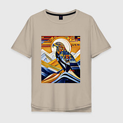 Футболка оверсайз мужская Орел в горах, цвет: миндальный