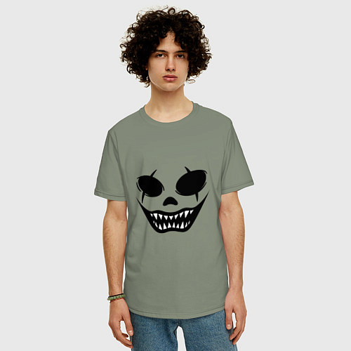 Мужская футболка оверсайз Страшный смайл лицо на Хэллоуин / Авокадо – фото 3