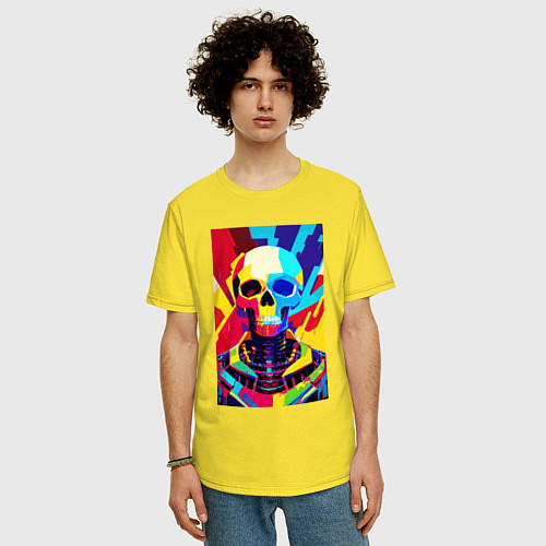 Мужская футболка оверсайз Pop art skull / Желтый – фото 3