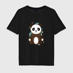 Футболка оверсайз мужская Странная панда, цвет: черный