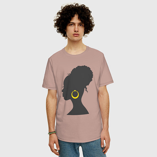 Мужская футболка оверсайз Black girl / Пыльно-розовый – фото 3