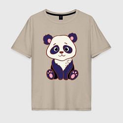Футболка оверсайз мужская Милашка панда, цвет: миндальный