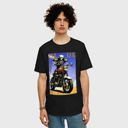 Футболка оверсайз мужская Crazy racer - skeleton - motorcycle, цвет: черный — фото 2