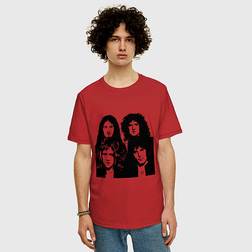 Мужская футболка оверсайз Queen - band / Красный – фото 3