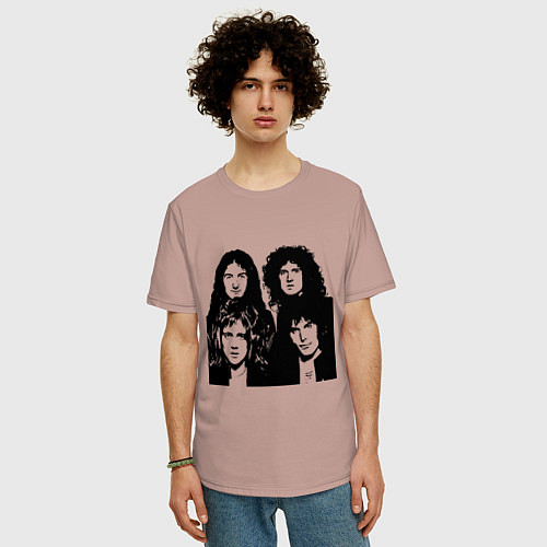 Мужская футболка оверсайз Queen - band / Пыльно-розовый – фото 3