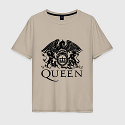 Футболка оверсайз мужская Queen - logo, цвет: миндальный