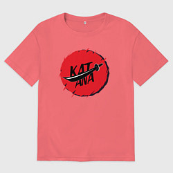 Футболка оверсайз мужская Катана разрубленная, цвет: коралловый