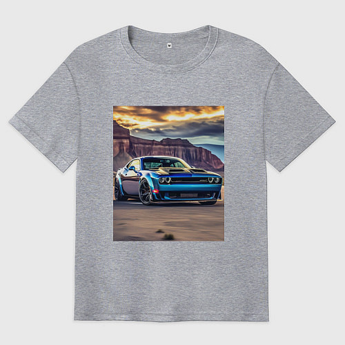 Мужская футболка оверсайз Авто Додж Челленджер / Меланж – фото 1