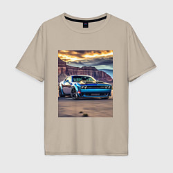 Футболка оверсайз мужская Авто Додж Челленджер, цвет: миндальный