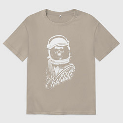 Футболка оверсайз мужская Космос-Уникальный советский леттеринг на тему косм, цвет: миндальный