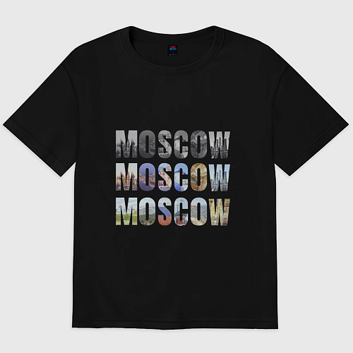 Мужская футболка оверсайз Moscow - Москва / Черный – фото 1