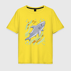 Футболка оверсайз мужская Приключения акулы, цвет: желтый