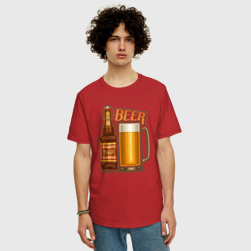 Мужская футболка оверсайз Light beer / Красный – фото 3