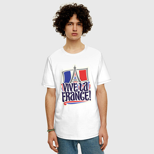 Мужская футболка оверсайз Vive la France / Белый – фото 3