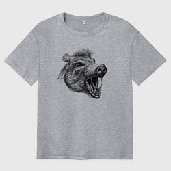 Футболка оверсайз мужская Кабан рычит, цвет: меланж