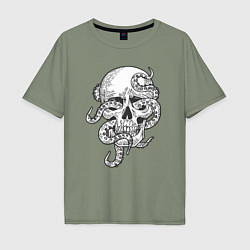 Футболка оверсайз мужская Skull octopus, цвет: авокадо